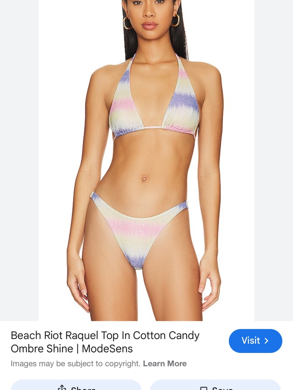 Beach Riot Cotton Candy Ombre Triangle Bikini — Pink, Purple, Yellow, Blue